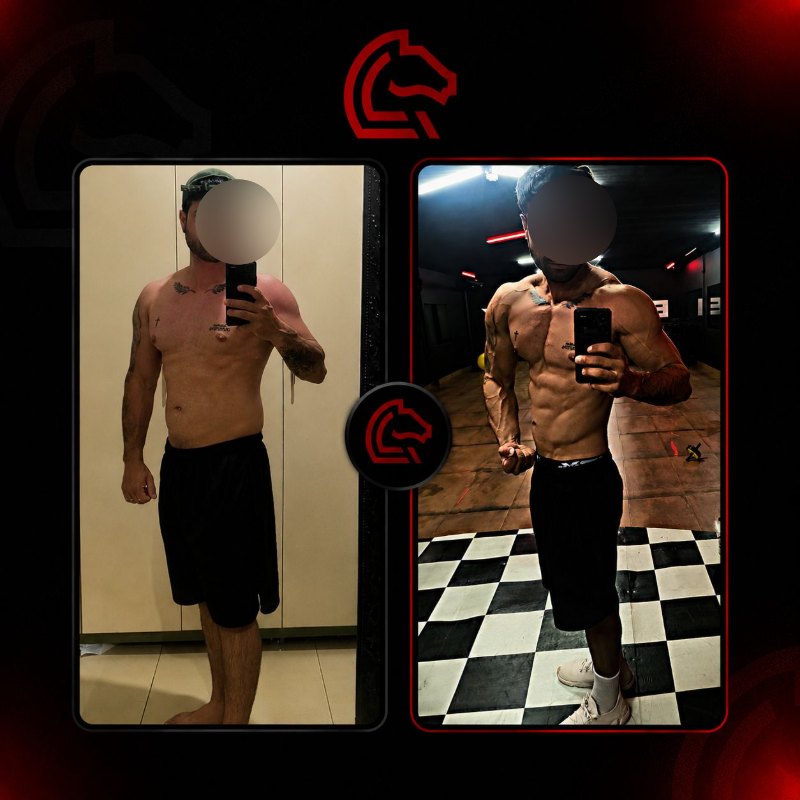 Comparativo antes e depois de aluno do Pampa Team, com o rosto preservado