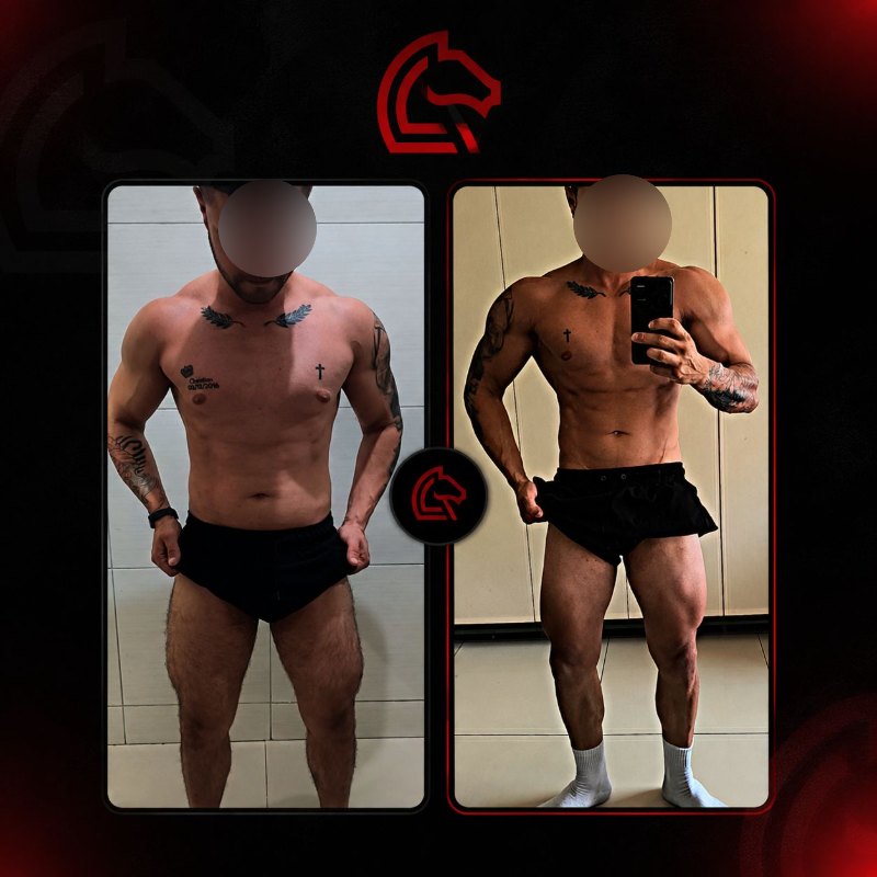 Comparativo antes e depois de aluno do Pampa Team, com o rosto preservado