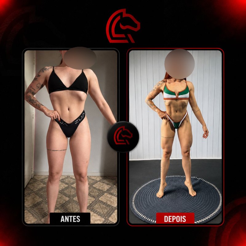 Comparativo antes e depois de aluno do Pampa Team, com o rosto preservado