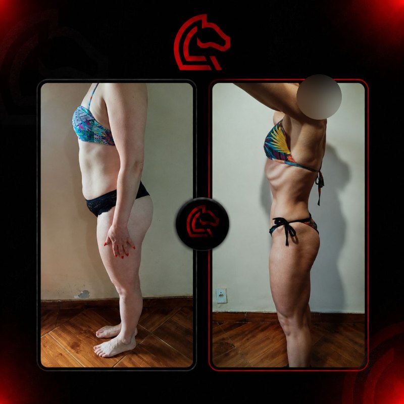 Comparativo antes e depois de aluno do Pampa Team, com o rosto preservado